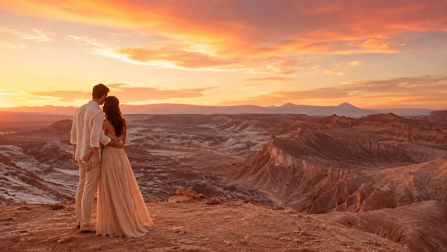 Tramonto romantico nel Deserto di Atacama