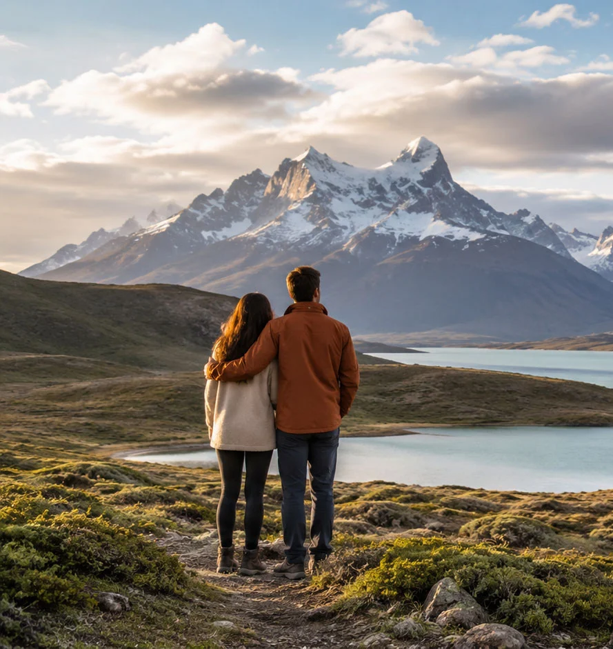 Coppia in viaggio in Patagonia cilena